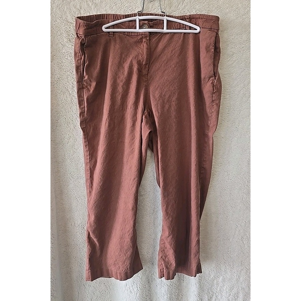 J Jill Linen Stretch Linen Blend Crop Pants Terracotta Colored Pants Size 16